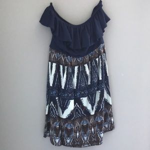 Strapless printed dress